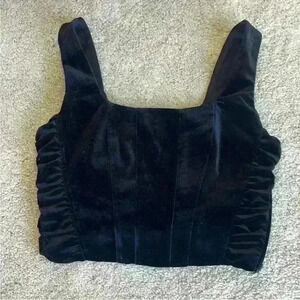 House of Harlow black corset velour side zip tank top